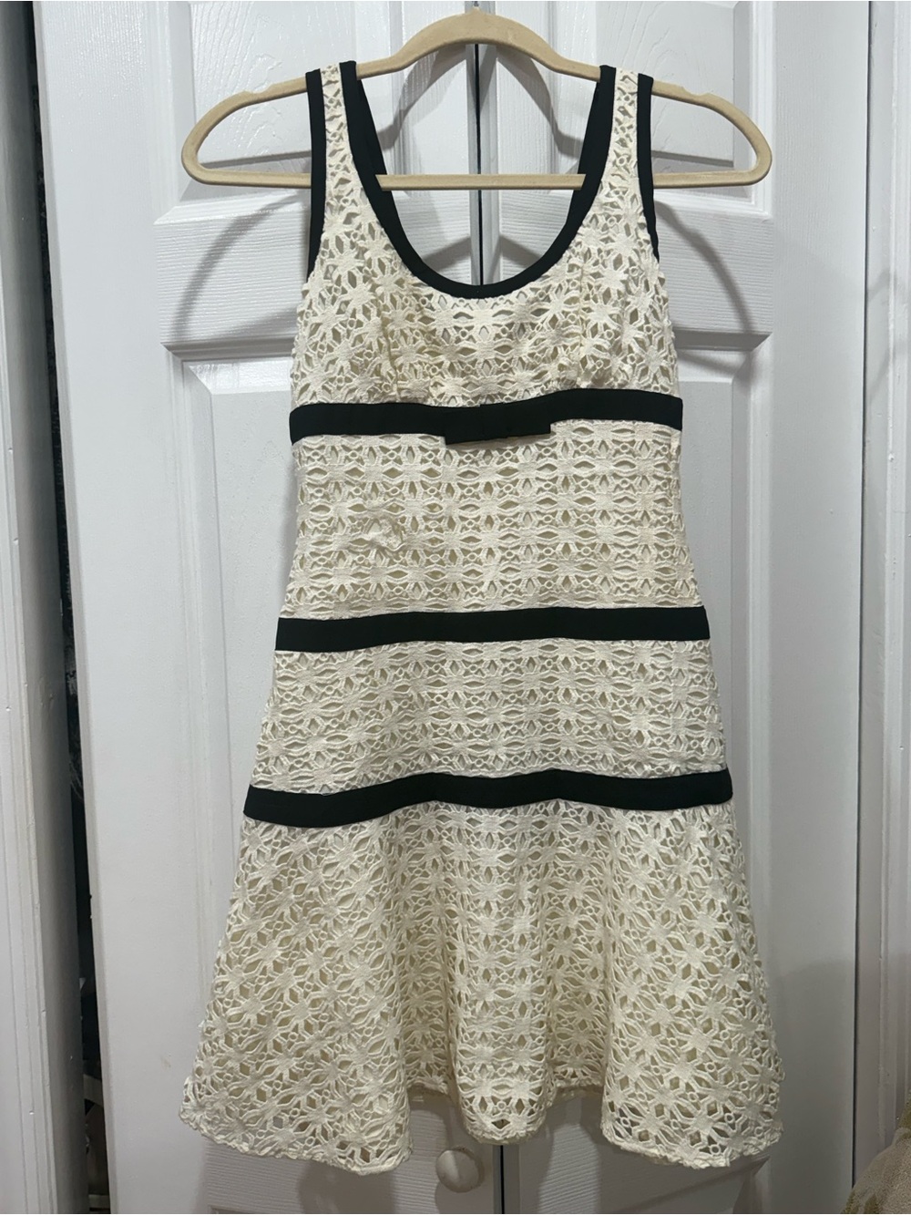 Juicy Couture Cream Lace Dress with Black Trim Accents